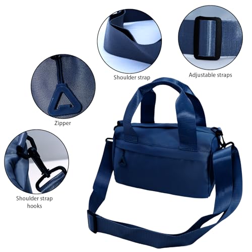Hftjtsa Mini Gym Bag Sport Bag Adjustable Small Duffle Bag Detachable Strap Gym Tote for Women Men Portable Fitness Shoulder Bag for Sports Travel (Dark Blue) - Image 3