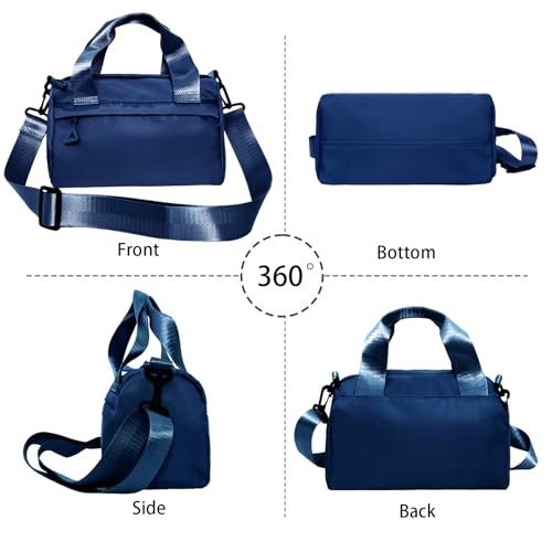 Hftjtsa Mini Gym Bag Sport Bag Adjustable Small Duffle Bag Detachable Strap Gym Tote for Women Men Portable Fitness Shoulder Bag for Sports Travel (Dark Blue) - Image 5