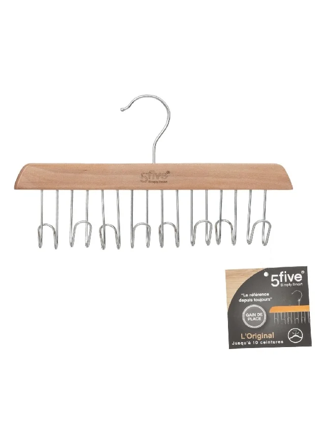 Five Simply Smart High Quality Wooden and Metal Belt Hanger Beige and Silver 15.5 x 28 x 1.7 cm 151524