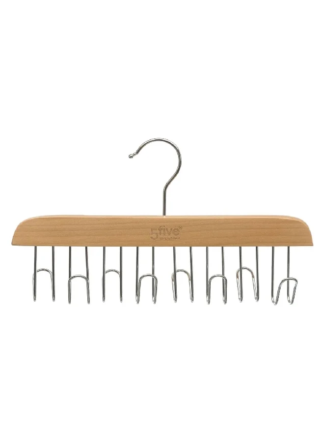 Five Simply Smart High Quality Wooden and Metal Belt Hanger Beige and Silver 15.5 x 28 x 1.7 cm 151524