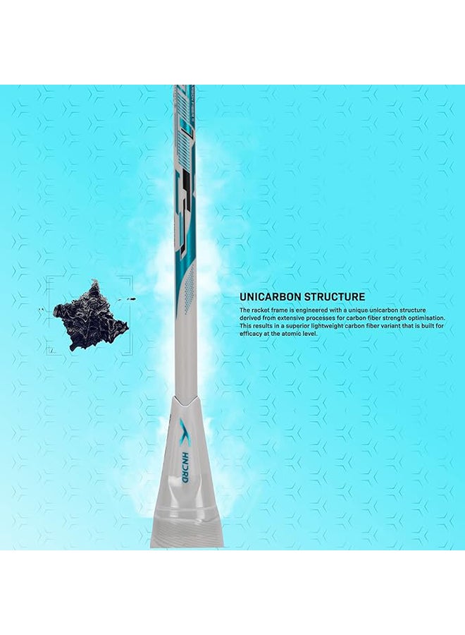 HUNDRED NUCLEAR 78 Carbon Fibre Unstrung Badminton Racket with Full Racket Cover | For Professional Players | 78 grams | Maximum String Tension - 32lbs - Image 5