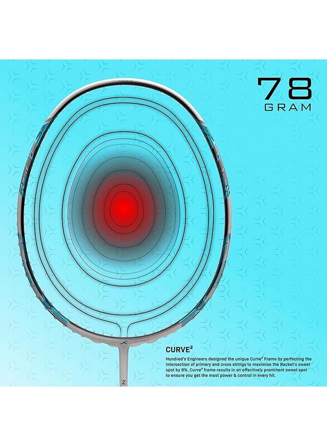 HUNDRED NUCLEAR 78 Carbon Fibre Unstrung Badminton Racket with Full Racket Cover | For Professional Players | 78 grams | Maximum String Tension - 32lbs - Image 4