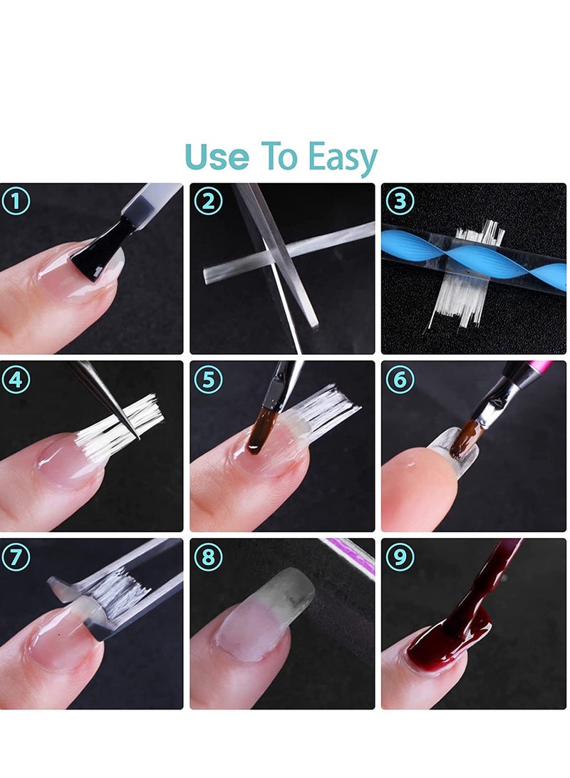 Excefore False Nail Extension Fiber, 400cm Fiberglass Nail Extension Kit, Adjustable Shape Nails Lengthening Fibers Tools, DIY Fiberglass Nail, Salon Nail Art Personal Home Use - Image 3