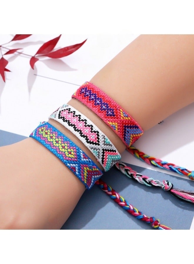 أساور صداقة منسوجة مكونة من 12 قطعة، أساور مضفرة قابلة للتعديل، أساور ملونة مصنوعة يدويًا مع عقدة منزلقة، هدية لعيد الميلاد/هدية عيد ميلاد/حفل عيد الأضحى - Image 2