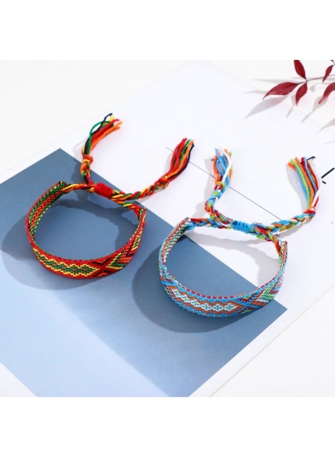 أساور صداقة منسوجة مكونة من 12 قطعة، أساور مضفرة قابلة للتعديل، أساور ملونة مصنوعة يدويًا مع عقدة منزلقة، هدية لعيد الميلاد/هدية عيد ميلاد/حفل عيد الأضحى - Image 3