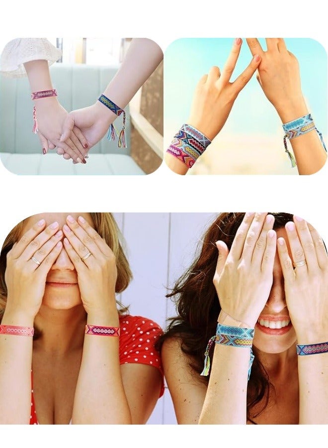 أساور صداقة منسوجة مكونة من 12 قطعة، أساور مضفرة قابلة للتعديل، أساور ملونة مصنوعة يدويًا مع عقدة منزلقة، هدية لعيد الميلاد/هدية عيد ميلاد/حفل عيد الأضحى - Image 5