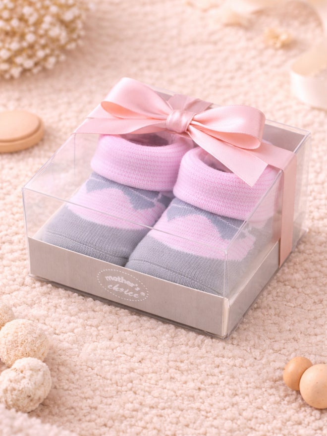 Mothers Choice Baby Pink Cotton Socks Gift Box Set 0-6M - Image 4