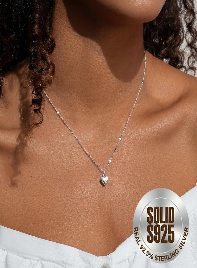 SLUYNZ Solid 925 Sterling Silver Love Heart Choker Necklace for Women Teen Girls Simple Sweet Heart Pendant Necklace (A-Sterling Silver) - Image 2