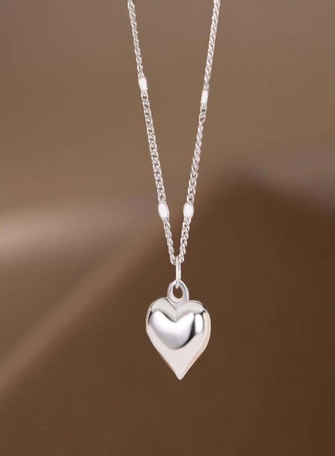 SLUYNZ Solid 925 Sterling Silver Love Heart Choker Necklace for Women Teen Girls Simple Sweet Heart Pendant Necklace (A-Sterling Silver) - Image 5