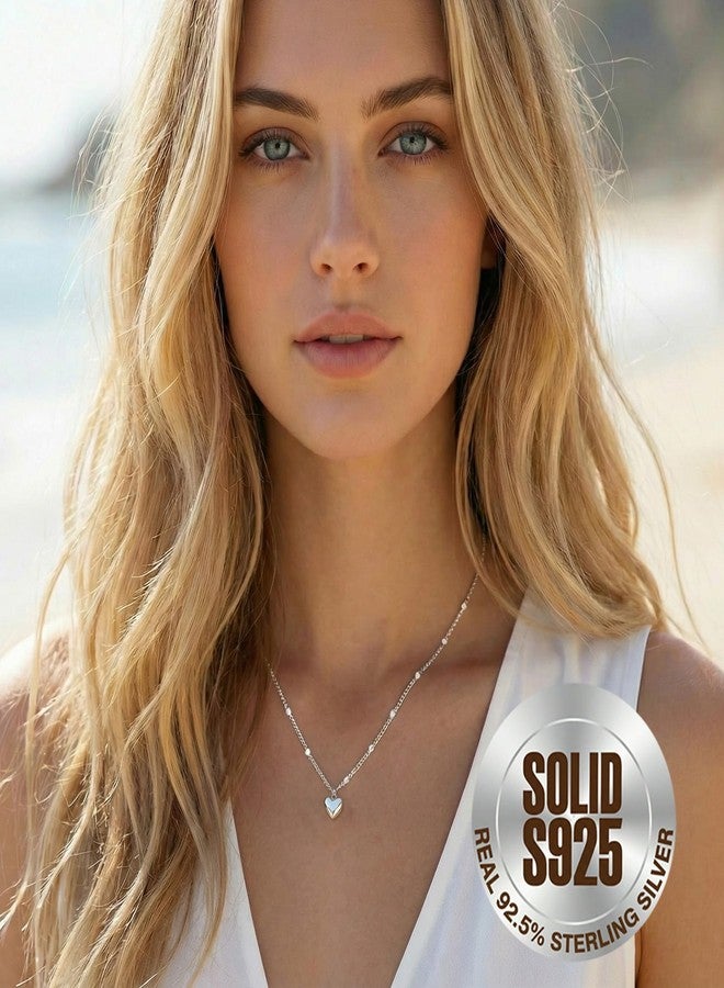SLUYNZ Solid 925 Sterling Silver Love Heart Choker Necklace for Women Teen Girls Simple Sweet Heart Pendant Necklace (A-Sterling Silver) - Image 3