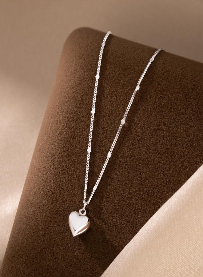 SLUYNZ Solid 925 Sterling Silver Love Heart Choker Necklace for Women Teen Girls Simple Sweet Heart Pendant Necklace (A-Sterling Silver) - Image 4
