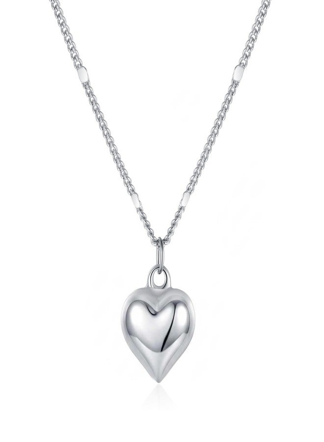SLUYNZ Solid 925 Sterling Silver Love Heart Choker Necklace for Women Teen Girls Simple Sweet Heart Pendant Necklace (A-Sterling Silver) - Image 1