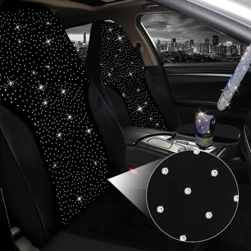 Jusen 17 Pack Bling Car Seat Covers Set Car Diamond Accessories Rhinestone Crystal Steering Wheel Cover Bling Velvet Breathable Multicolor Half Part Bling - Image 3