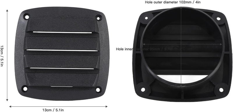 4 Inch Black RV Air Vent Louver – Plastic Boat Ventilation Outlet Grille for Optimal Airflow in Yachts & Caravans - Image 2