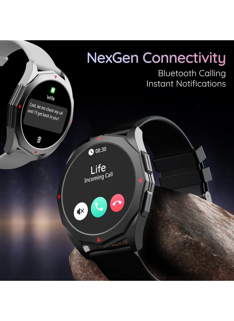 Pebble - Rio 1.39" HD Display, Bluetooth Calling, Health Suite, Multiple Watch Faces, Full Touch Screen, Multi Sports Modes, Alarm & Notification, DIY Watch Faces, Metal Body, In-Built Games, World Clock - Image 1