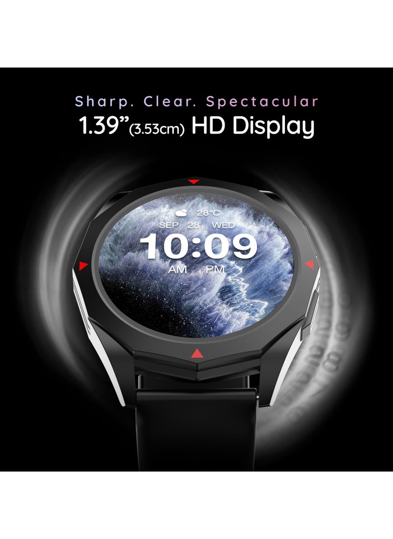 Pebble - Rio 1.39" HD Display, Bluetooth Calling, Health Suite, Multiple Watch Faces, Full Touch Screen, Multi Sports Modes, Alarm & Notification, DIY Watch Faces, Metal Body, In-Built Games, World Clock - Image 1