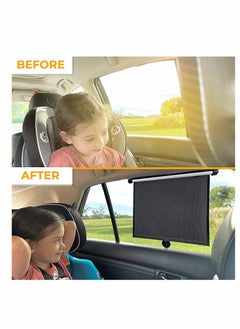 KASTWAVE Car Side Window Sun Shade (2 Pack) | Retractable Car Roller Sunshade for Kids, Pets | Baby Car Window Shades for UV and Sun Glare Protection | Car Window Blinds for Privacy Blackout 15"x17"  - Image 5