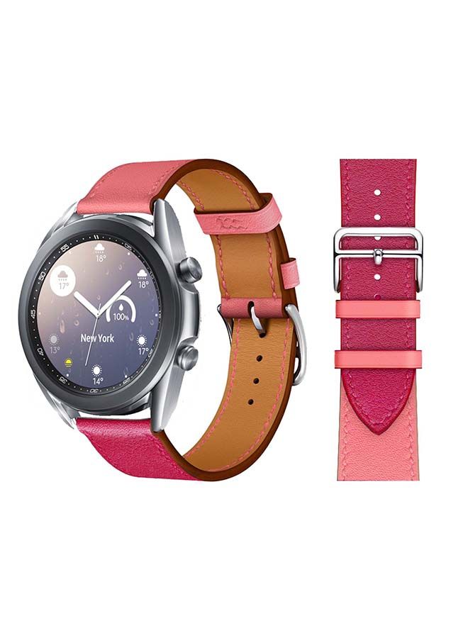 NIBEMINENT Supreme Genuine Leather Replacement Band For Samsung Galaxy Watch3 41mm Pink - Image 1