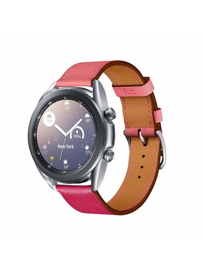 NIBEMINENT Supreme Genuine Leather Replacement Band For Samsung Galaxy Watch3 41mm Pink - Image 2