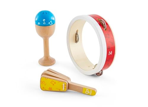 Hape Junior Percussion Set 3 Piece Wooden Percussion Instrument Set for Toddlers E0615 - Image 1