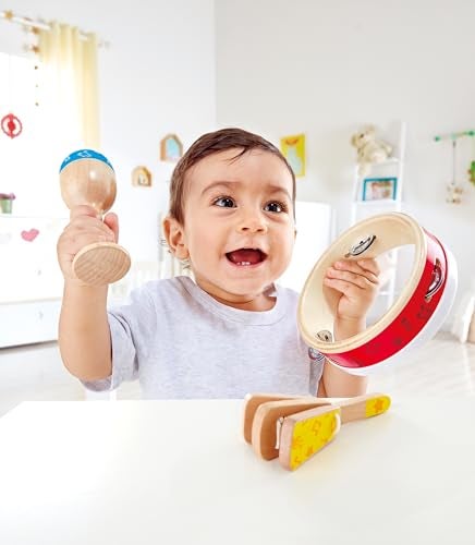 Hape Junior Percussion Set 3 Piece Wooden Percussion Instrument Set for Toddlers E0615 - Image 3