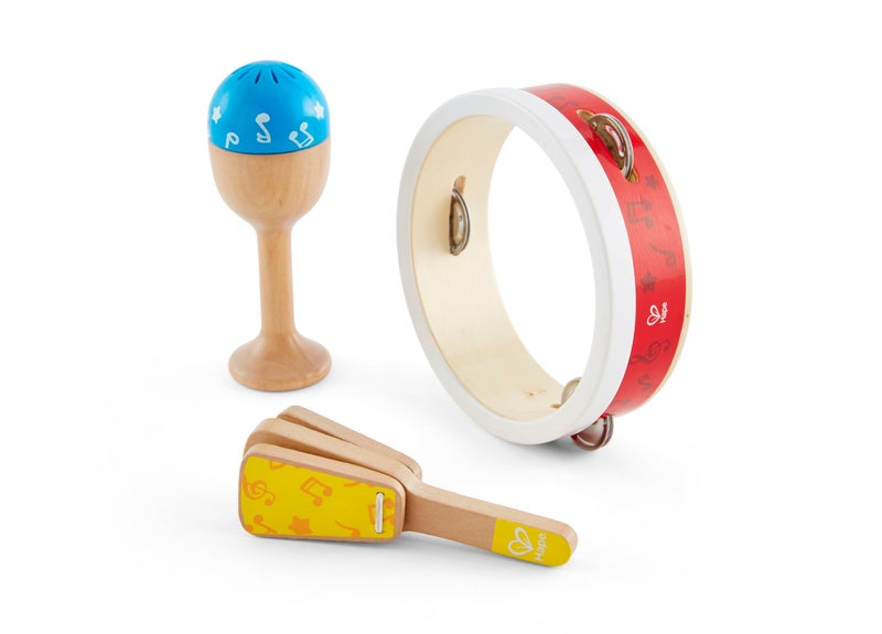 Hape Junior Percussion Set 3 Piece Wooden Percussion Instrument Set for Toddlers E0615 - Image 2