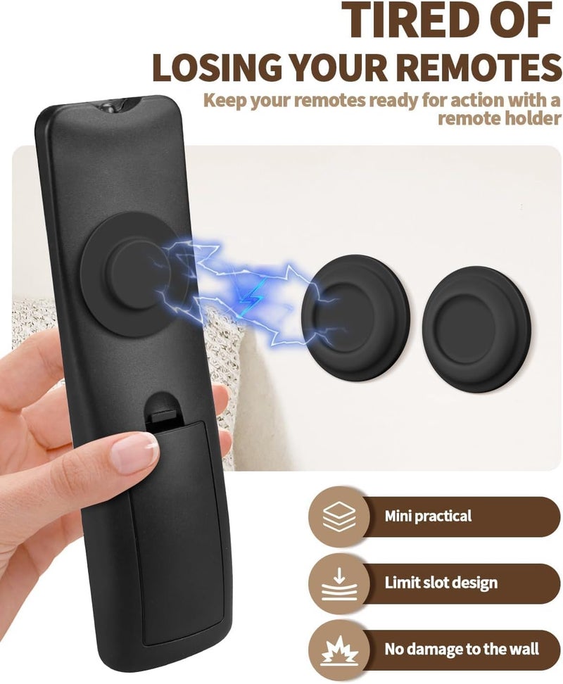 AMAZYC-US 6 Pack Magnetic Remote Control Holder â€“ Upgraded Silicone Magnetic Wall Mount for TV, Fan & Air Conditioner Remotes â€“ Self-Adhesive, No-Drill Remote Control Holder Wall Mount (Circle Black) - Image 4