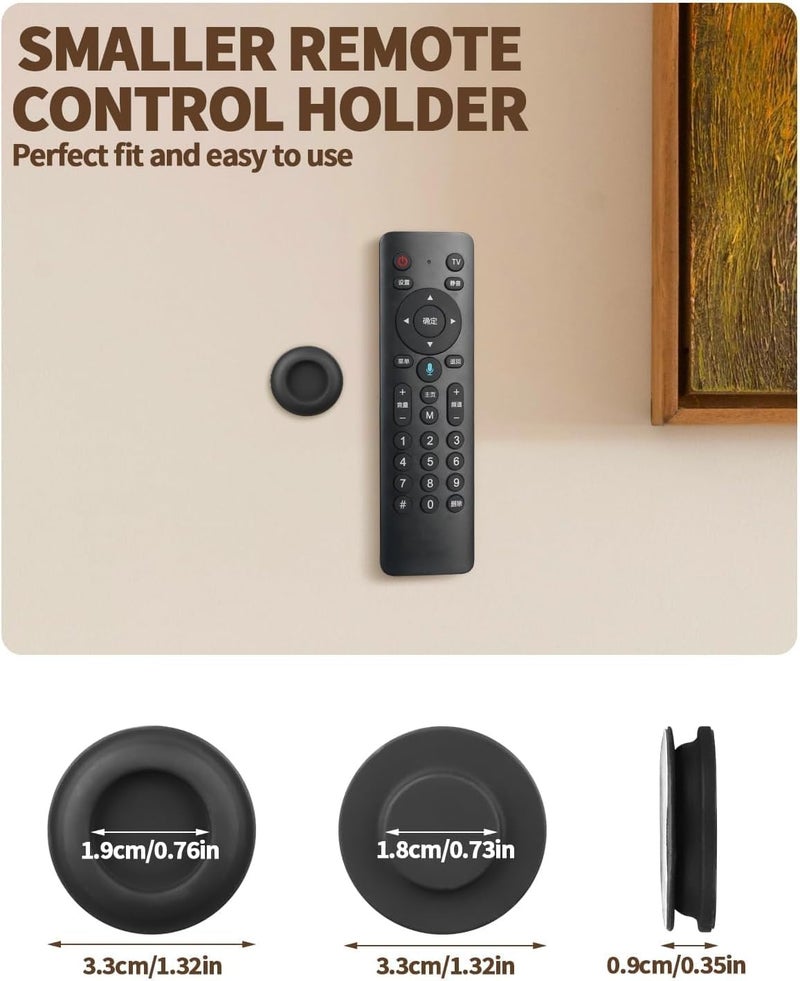 AMAZYC-US 6 Pack Magnetic Remote Control Holder â€“ Upgraded Silicone Magnetic Wall Mount for TV, Fan & Air Conditioner Remotes â€“ Self-Adhesive, No-Drill Remote Control Holder Wall Mount (Circle Black) - Image 2