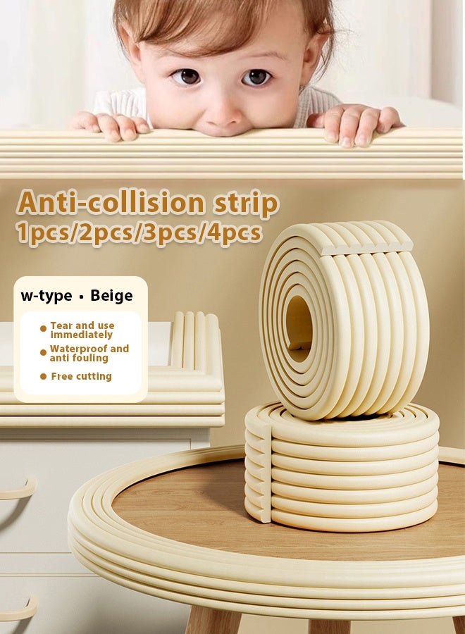 1/2/3/4PcsBaby Proofing Edge,Corner Guard Protector,Baby Proofing Corner Protector , Pack Corner Protector,Safety Corner Protectors Guards,Child Bumper Strips Tables Corner Guards Child Safety, Soft Silicone Bumper Strip for Sharp Corners of Cabinets Tables Drawers(2M Beige)  - Image 1