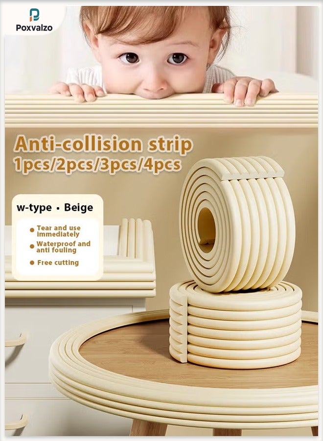 Poxvalzor 1/2/3/4PcsBaby Proofing Edge,Corner Guard Protector,Baby Proofing Corner Protector , Pack Corner Protector,Safety Corner Protectors Guards,Child Bumper Strips Tables Corner Guards Child Safety, Soft Silicone Bumper Strip for Sharp Corners of Cabinets Tables Drawers(2M Beige) - Image 1