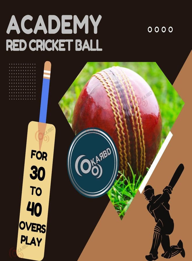 KARBD Cricket Ball Leather 4 Piece Professional Hand Stitching Waterproof Coating Season Ball for Tournament Club Matches (30 to 40 Overs, Academy Red & White, Combo Pack Set of 2) - Image 4