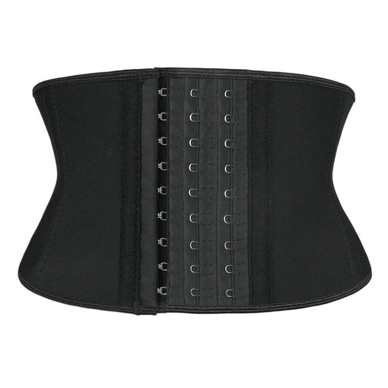 Atbuty Super Short Torso Waist Trainers Cincher Corset Tummy Shaper Slimming Latex Trimmer Girdle (Black (7'' Short Torso, 9 Steel Bones), L) - Image 1