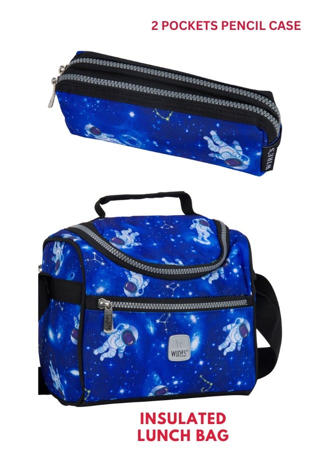 Wires 3 Piece Kids School Trolley Bag laptop compartment 8 Wheels With Lunch bag & Pencil Case  - Image 5