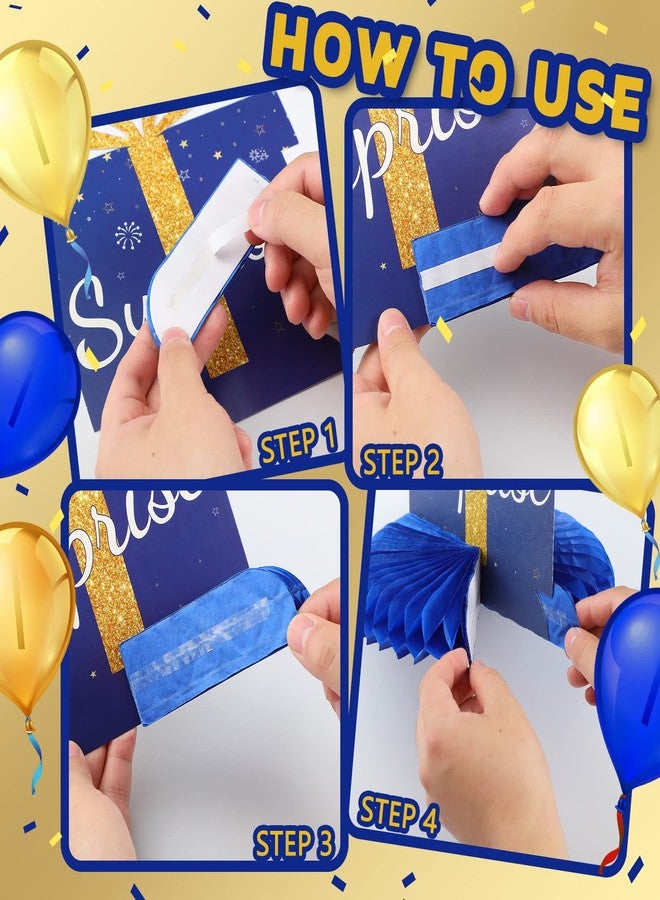Spakon 8 Pieces 50th Birthday Decorations Glitter 50th Happy Birthday Honeycomb Centerpieces for Tables Fifty Years Blue and Gold Party Decorations Men and Woman Birthday Decorations - Image 4