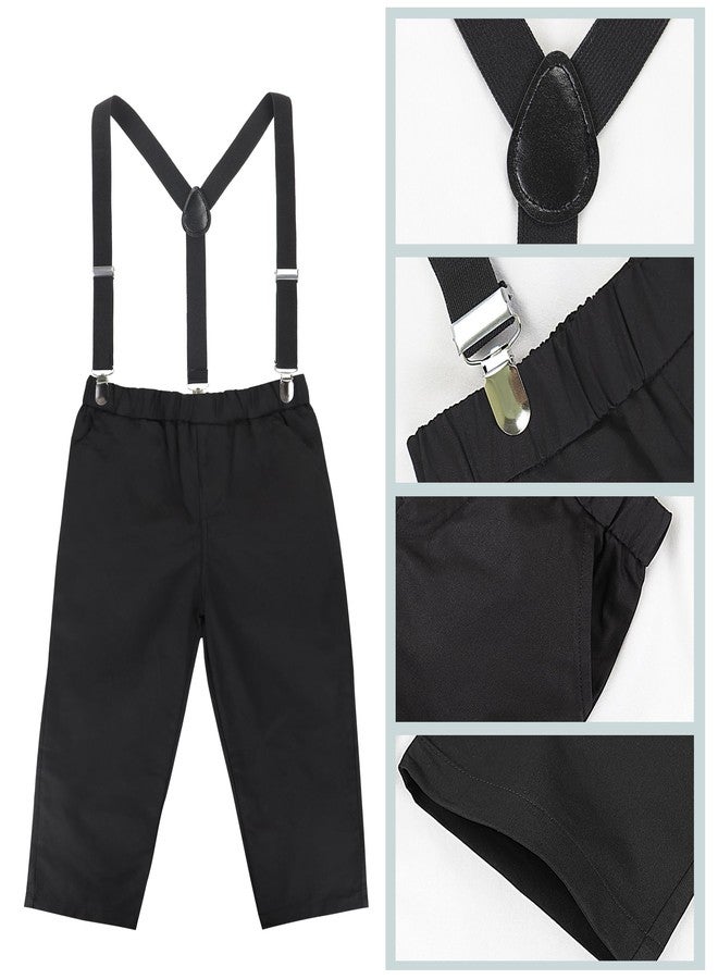 Baby Amabc بدلة توكسيدو للأطفال الأولاد مجموعة ملابس رسمية، قميص أبيض بأكمام طويلة، ربطة عنق، بنطلون أسود، بدلة رسمية مع ربطة عنق وحمالات للأطفال لحفلات عيد الميلاد والزفاف - Image 5