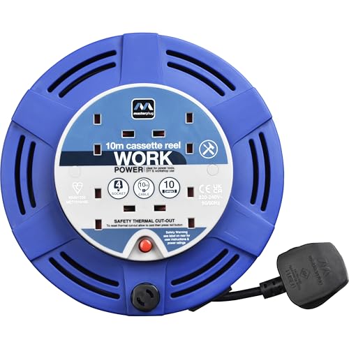 Masterplug 10M Four Socket Blue Cable Reel - Image 1