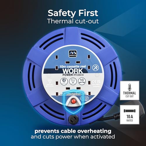 Masterplug 10M Four Socket Blue Cable Reel - Image 2
