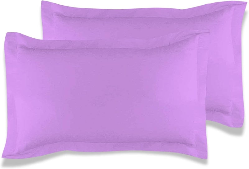MUSA MUSA® Cotton Pillow Cover Shams - Washable Pillowcases for Sofa Cushions, Bedrooms & Dorm Decor | Hotel Quality Pillow Covers with Envelope Closure & 5cm Side Frame (2, Lavender, 50 x 75cm) - Image 1