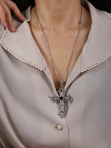 Sacina Gothic Cross Necklace Zinc Alloy Cross Pendant Goth Jewelry Gift for Women Men - Image 3