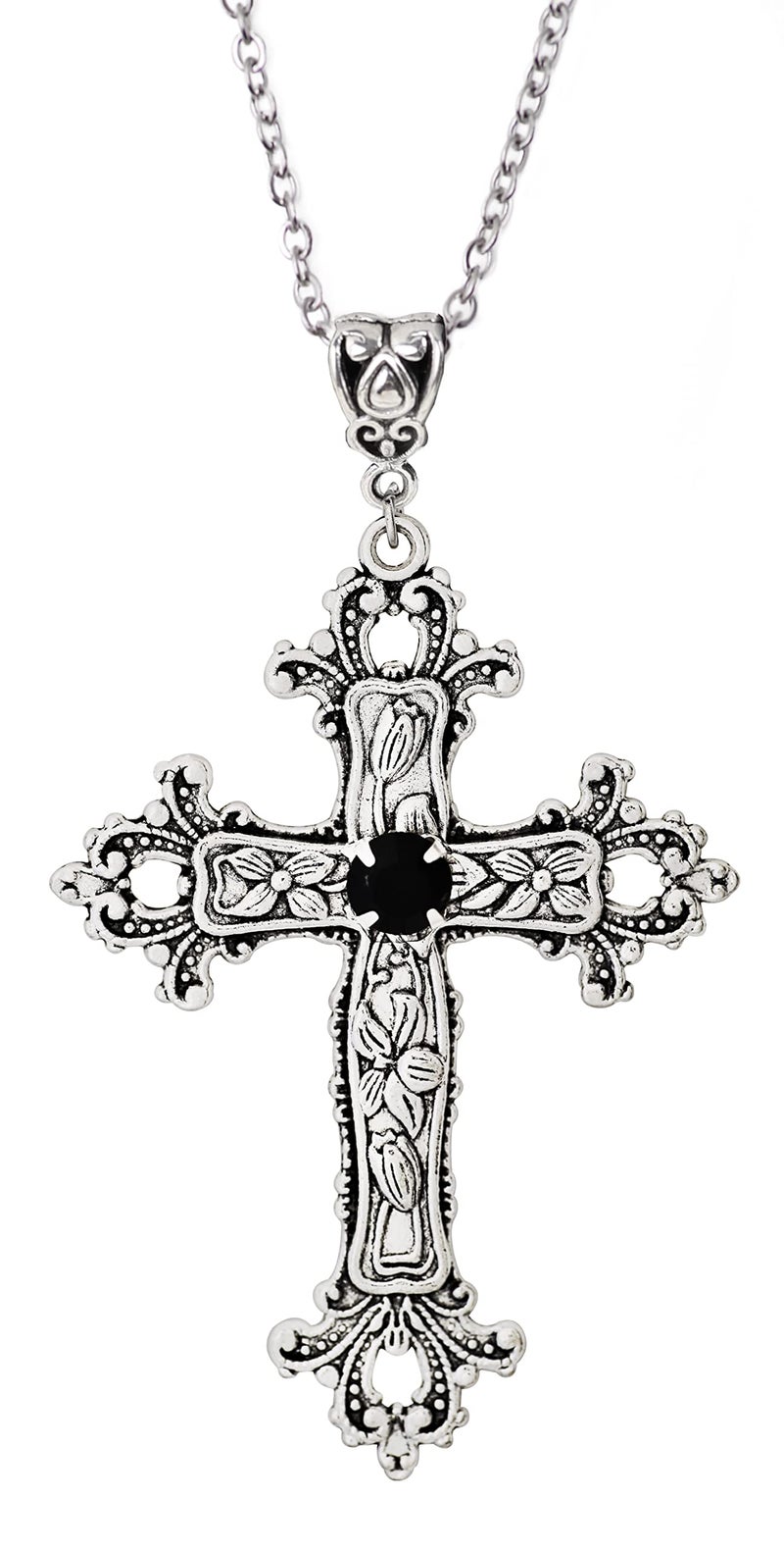 Sacina Gothic Cross Necklace Zinc Alloy Cross Pendant Goth Jewelry Gift for Women Men - Image 2