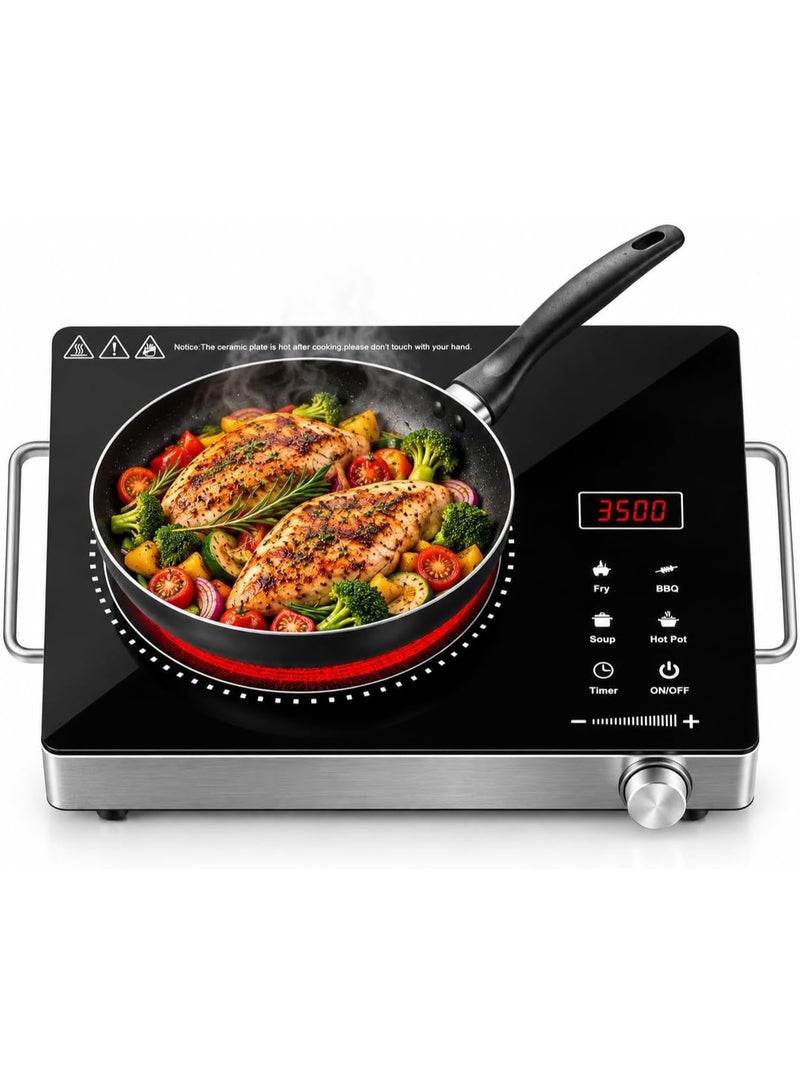 XVersion 3500W Electric Infrared Cooker, Portable Ceramic Hot Plate with Adjustable Temperature and Handle for Cooking, Home Kitchen Use - Image 1