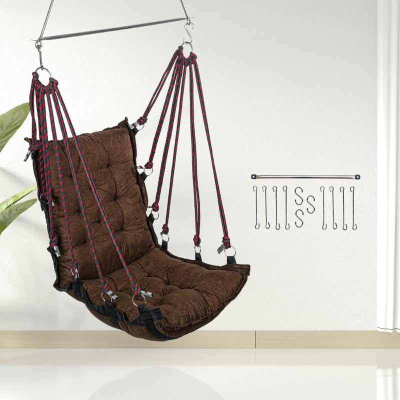curio centre SwingSwing for BalconySwing for AdultsSwing Chair for Adults for HomeHammock Swing for AdultsSwing Chair Wooden Brown 200 Kgs Capacity Free Hanging Accessories