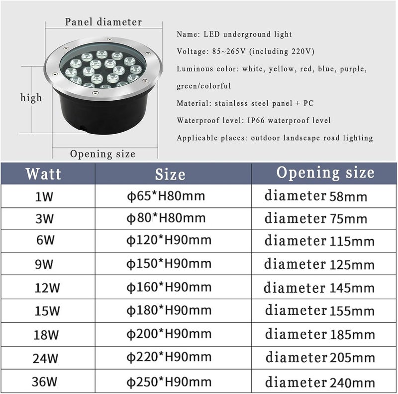 ضوء حديقة مدفون غائر للأرض مقاوم للماء IP66 بجهد AC85-110V من LED للإضاءة الخارجية للممرات والممرات والأسطح والباحات والمناظر الطبيعية - Image 3