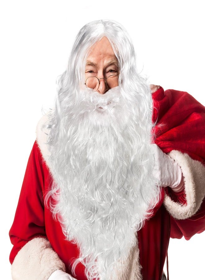 WINOMO Santa Wig and Beard Set Christmas Wig White Fancy Dress Costume - Image 5
