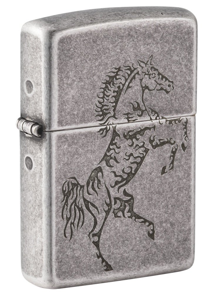 Zippo - Mp401603 121Fb Tattoo Horse Design Antique Silver Windproof Lighter - Image 1