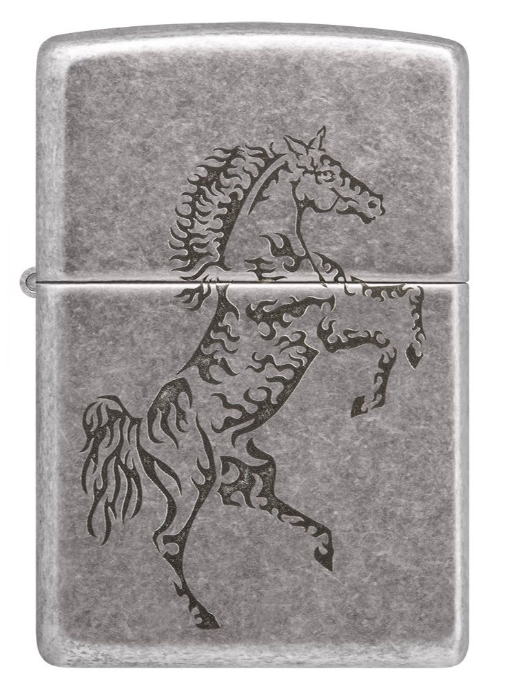 Zippo - Mp401603 121Fb Tattoo Horse Design Antique Silver Windproof Lighter - Image 1
