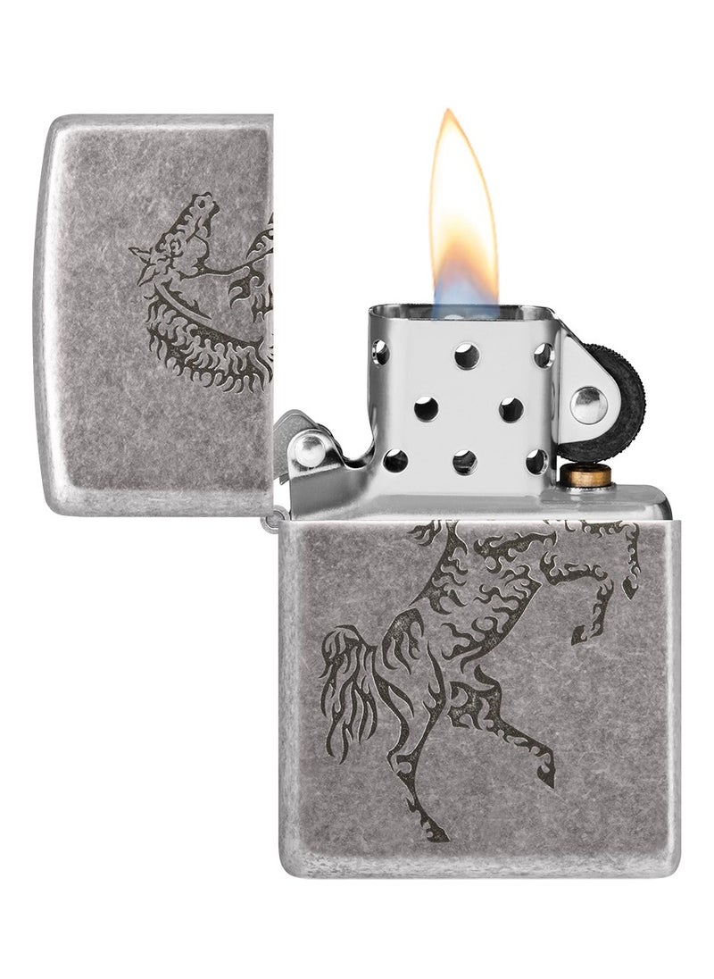 Zippo - Mp401603 121Fb Tattoo Horse Design Antique Silver Windproof Lighter - Image 1