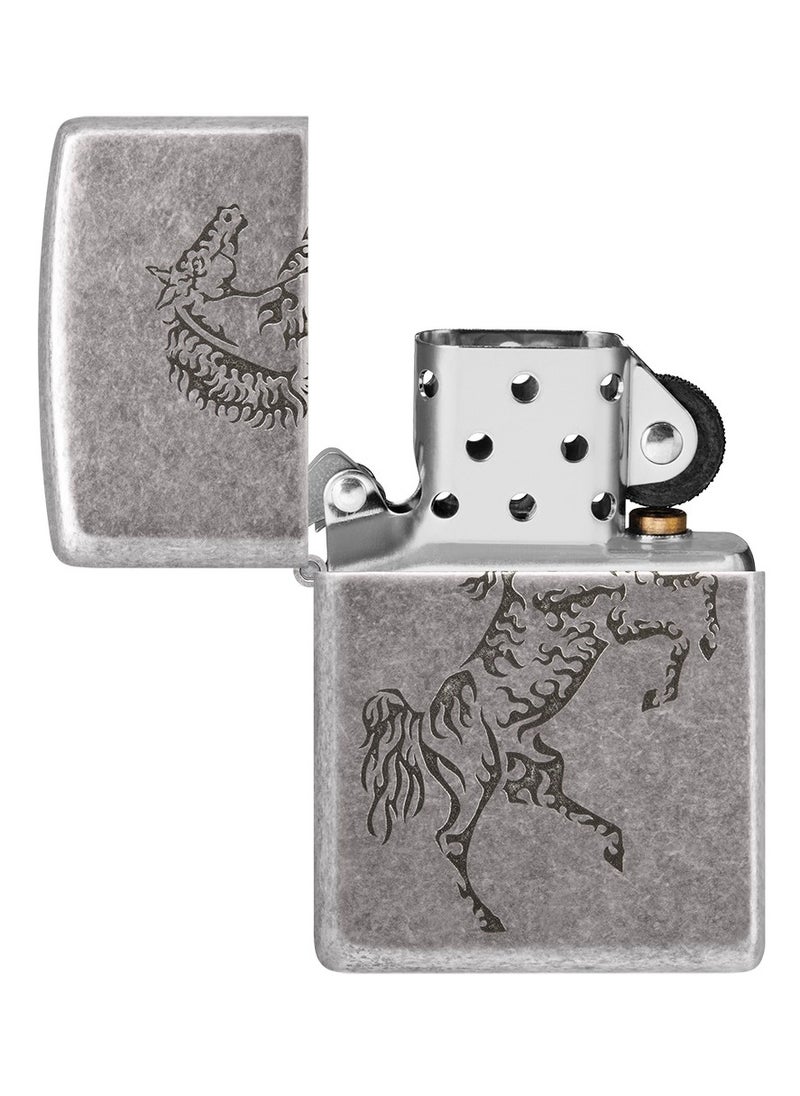 Zippo - Mp401603 121Fb Tattoo Horse Design Antique Silver Windproof Lighter - Image 1