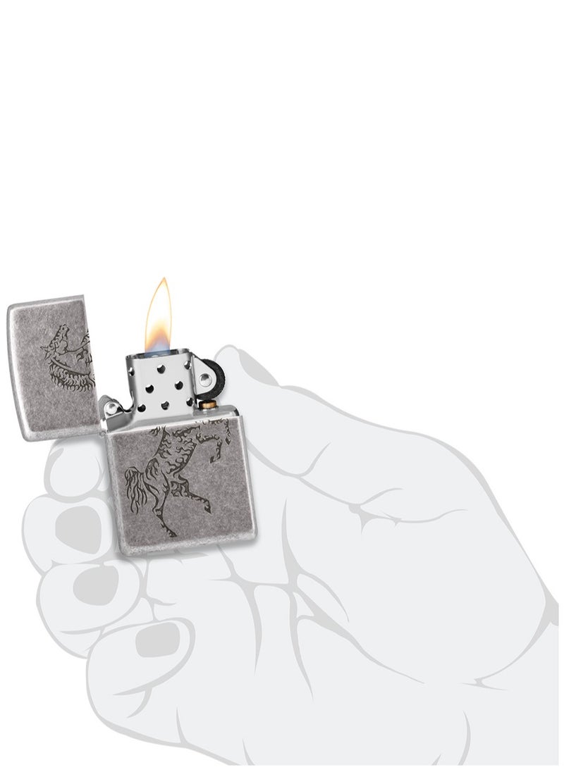 Zippo - Mp401603 121Fb Tattoo Horse Design Antique Silver Windproof Lighter - Image 1
