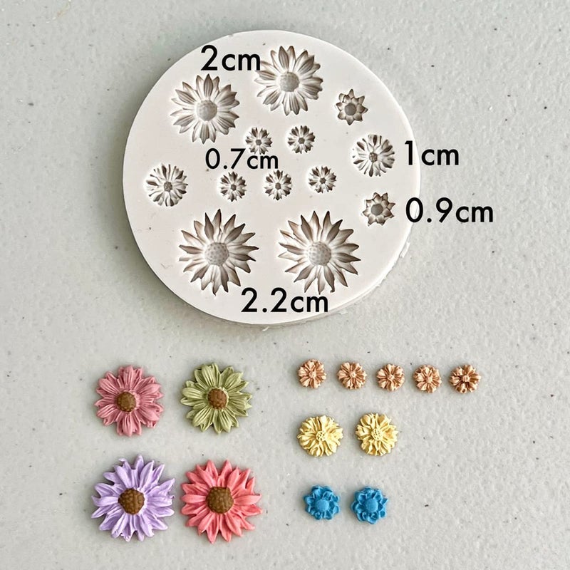 KEOKER Flower Polymer Clay Molds - Daisy Miniature Clay Molds for Jewelry Making, Earrings Decoration (Small Flower) - Image 2